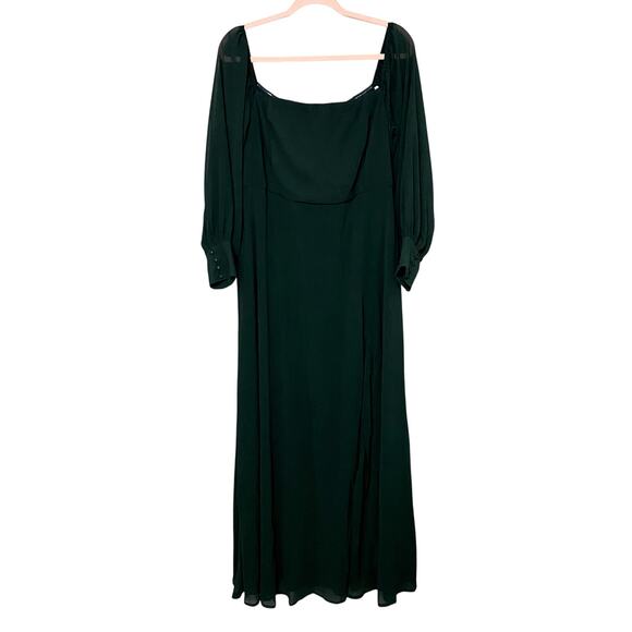 NWOT Lulus Feel the Romance Emerald Green Off-the-Shoulder Maxi Dress 1X - Picture 3 of 9